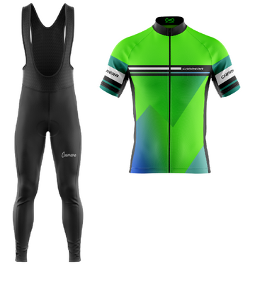 Uniforme Ciclismo Fit Largo con Tirantas - Verde Neon Manga Corta